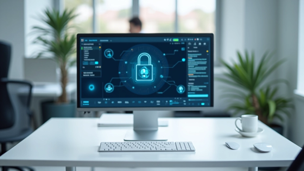 Schermo di computer che mostra un'interfaccia di privacy con lucchetto digitale e dati protetti