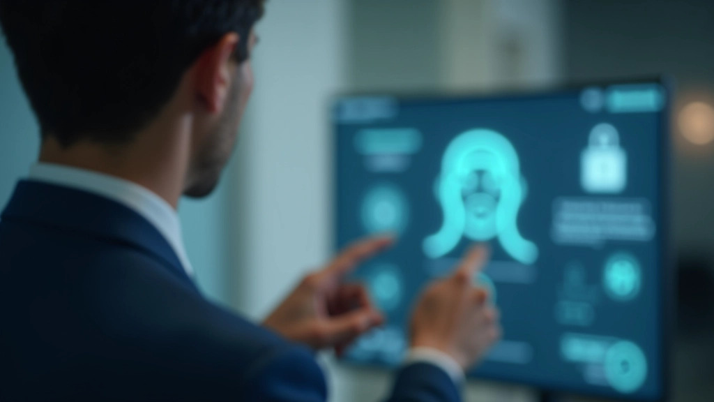 Persona che accede a sistema biometrico tramite riconoscimento facciale moderno